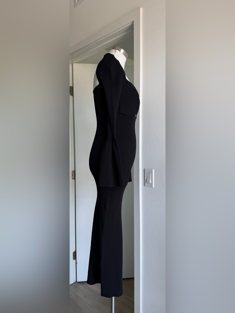 Self-Portrait Textured Knit Midi Dress with Cutouts, Size S. - Picture 6 of 14